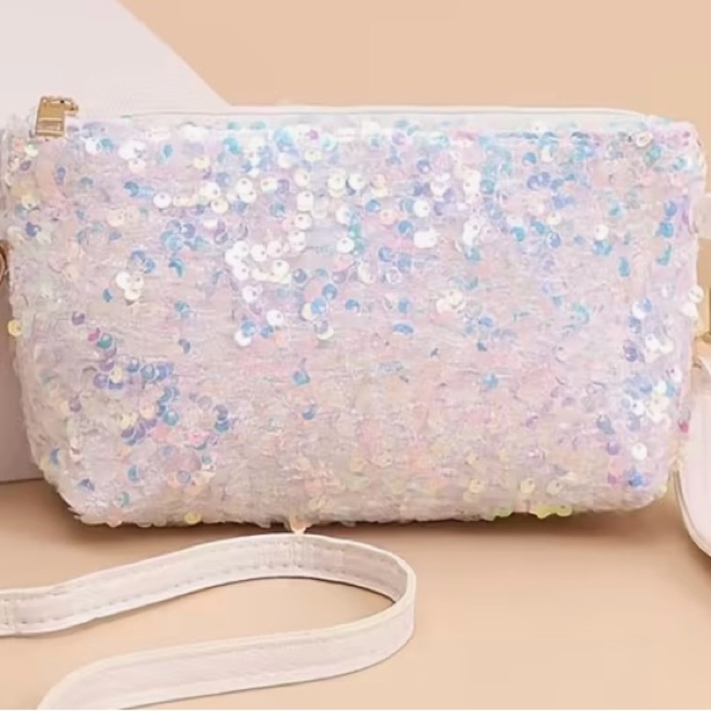 Sequin White Crossbody Bag